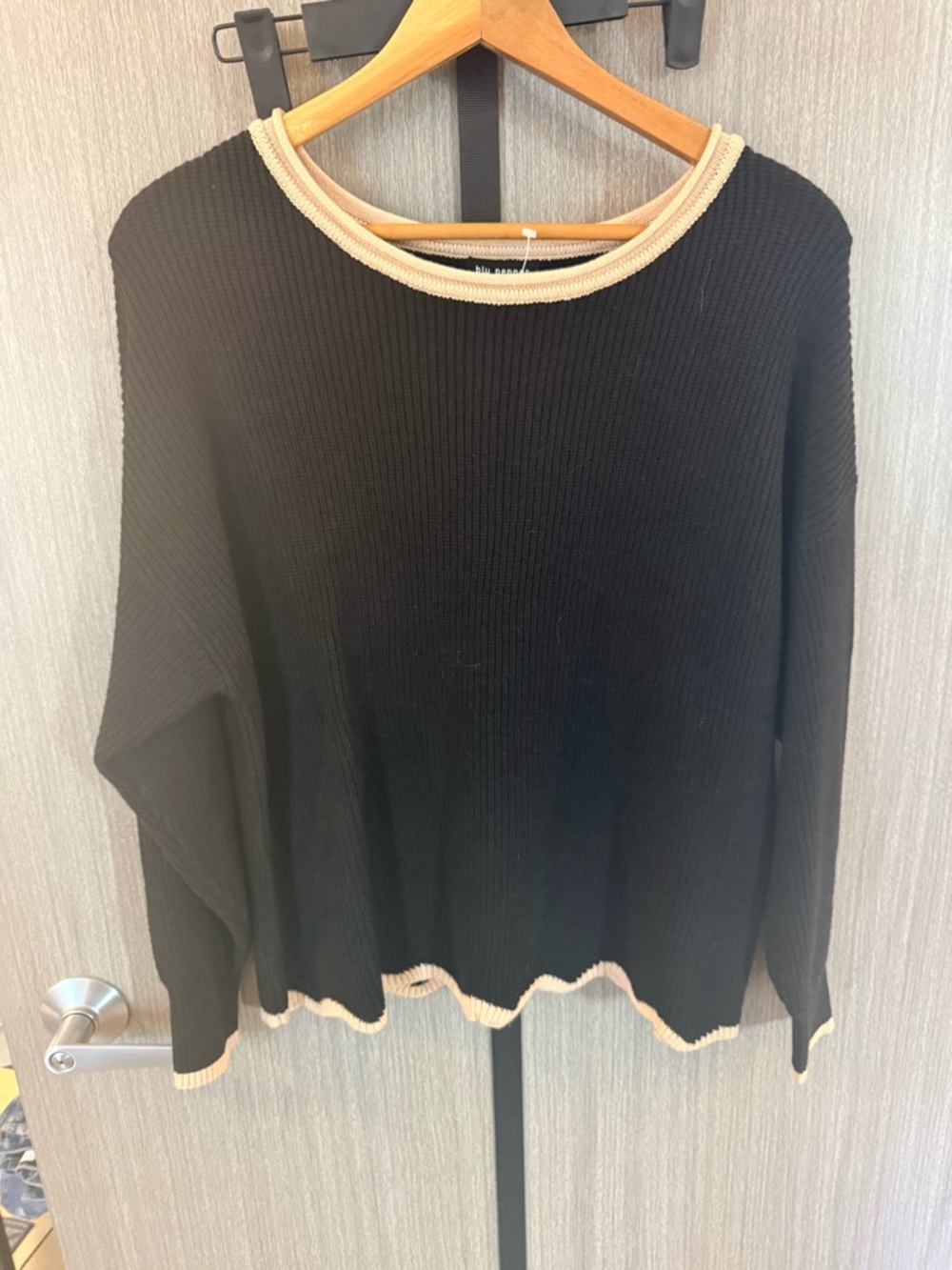 Blu Pepper Black Sweater with Cream Trim